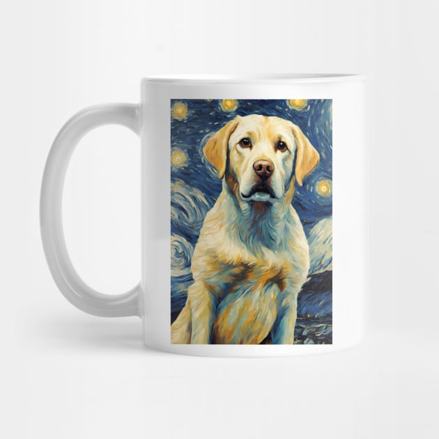 Golden Retriever Dog Breed in a Van Gogh Starry Night Art Style by Art-Jiyuu